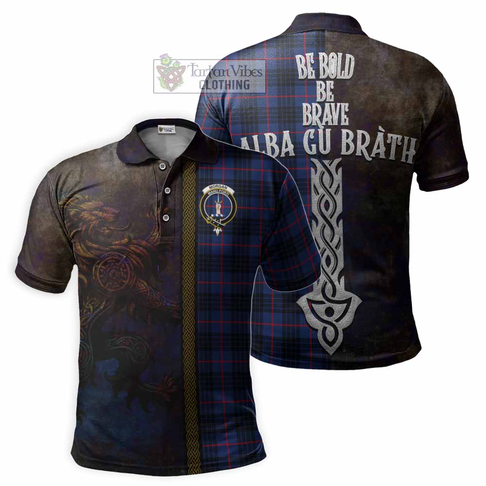 Tartan Vibes Clothing Morgan Tartan Family Crest Polo Shirt Alba Gu Brath Be Brave Lion Ancient Style