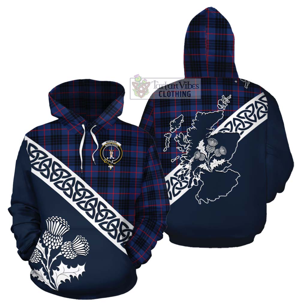 Morgan Tartan Cotton Hoodie Featuring Thistle and Scotland Map Zip Hoodie - Tartan Vibes Clothing