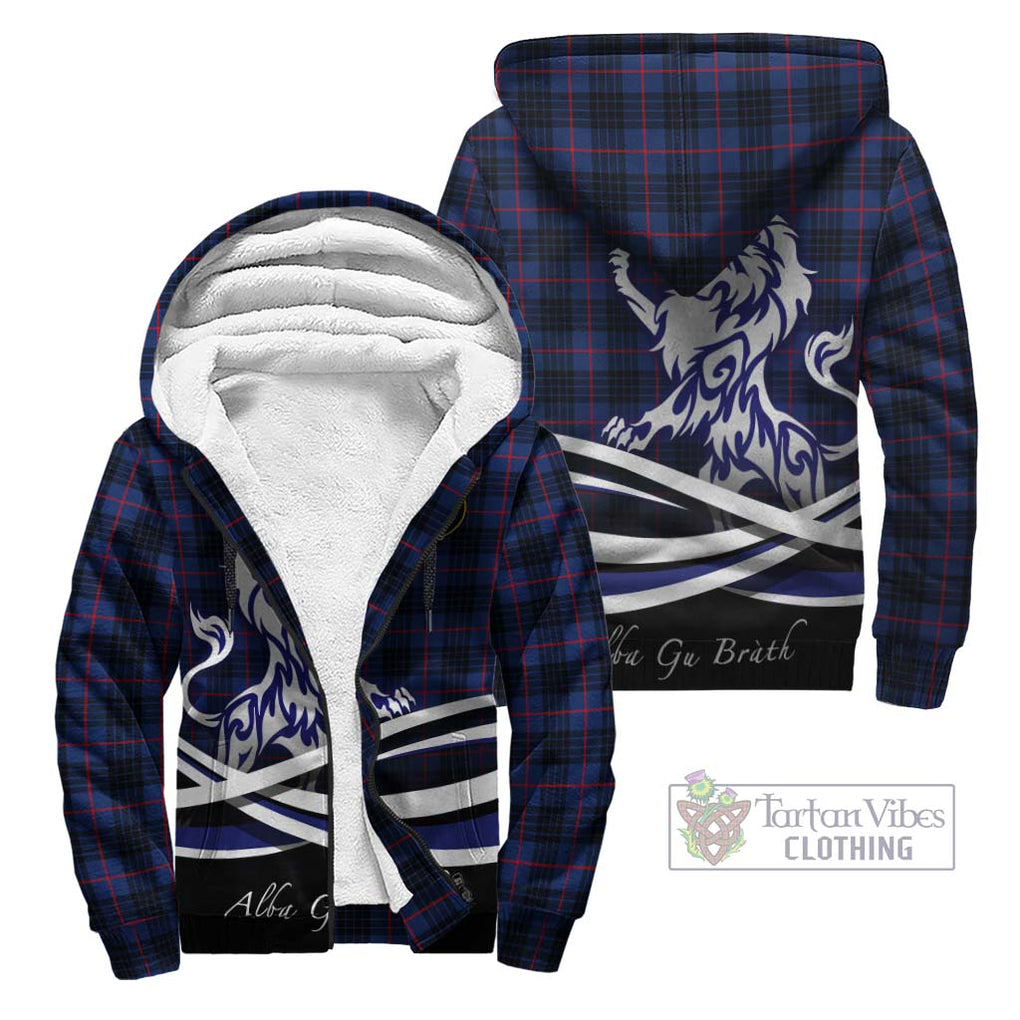 Morgan Tartan Sherpa Hoodie with Alba Gu Brath Regal Lion Emblem Unisex - Tartan Vibes Clothing