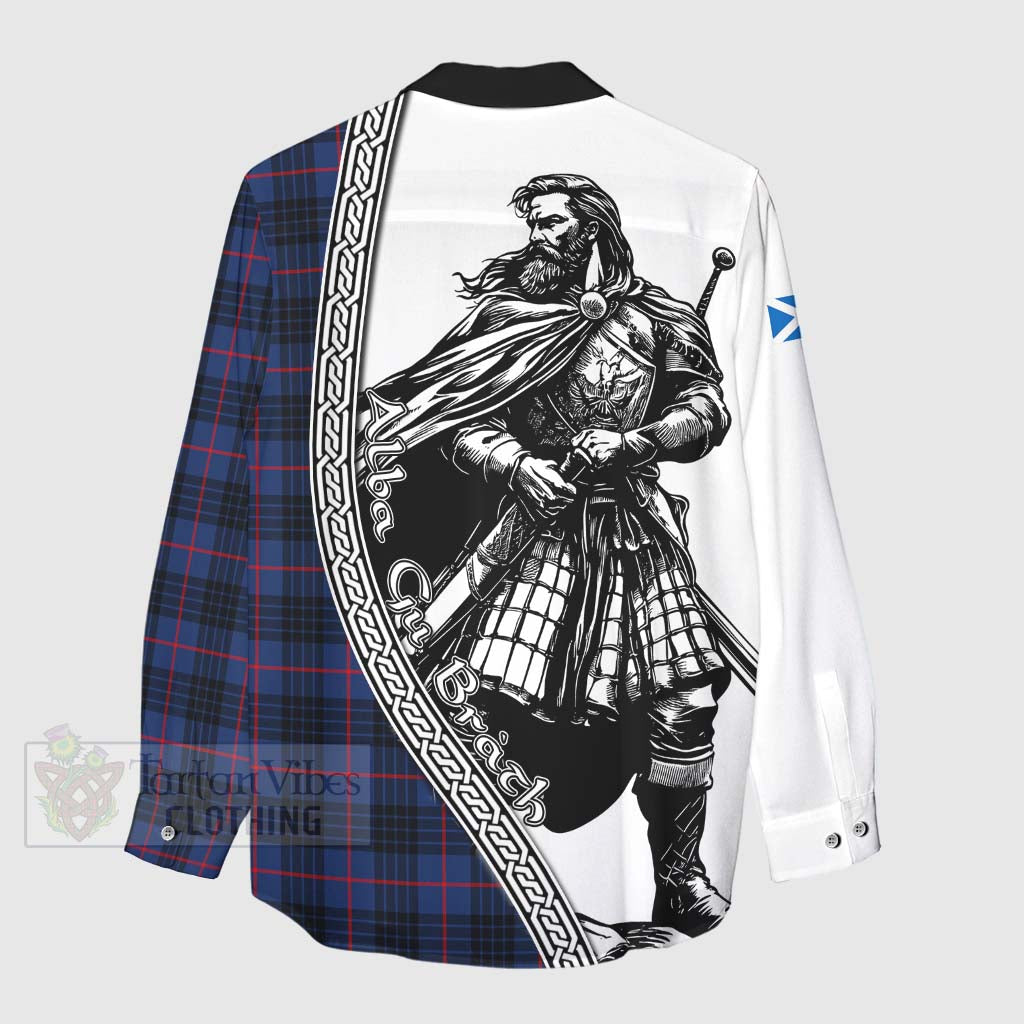 Morgan Tartan Clan Crest Women's Casual Shirt with Highlander Warrior Celtic Style - Tartan Vibes Clothing