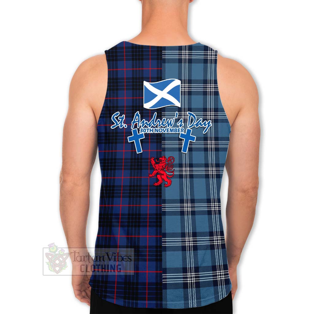 Morgan Tartan Men's Tank Top Happy St. Andrew's Day Half Tartan Style - Tartan Vibes Clothing