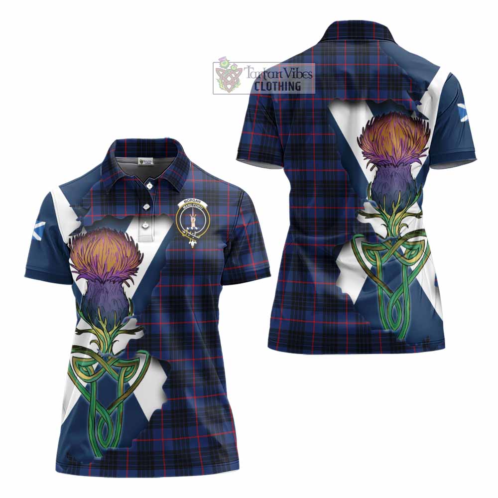 Morgan Tartan Family Crest Women's Polo Shirt Scottish Thistle Celtic Inspired - Tartan Vibes Clothing