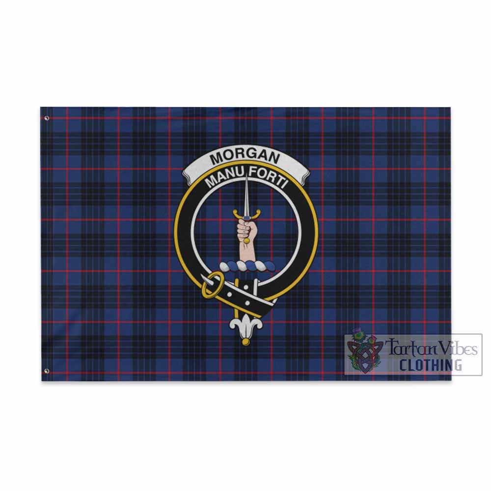 Tartan Vibes Clothing Morgan Tartan House Flag with Family Crest
