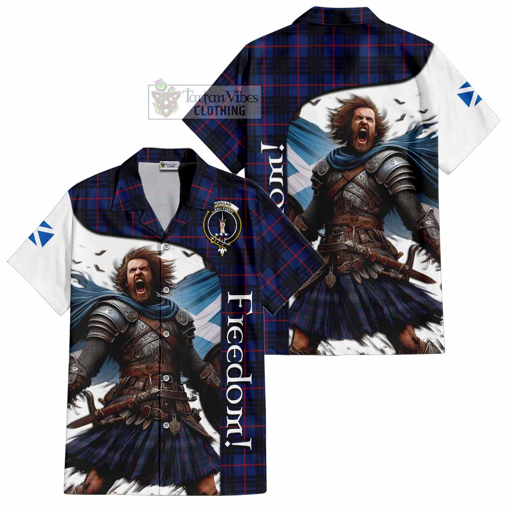 Morgan Crest Tartan Hawaiian Shirt Inspired by the Freedom of Scottish Warrior - Tartan Vibes Clothing