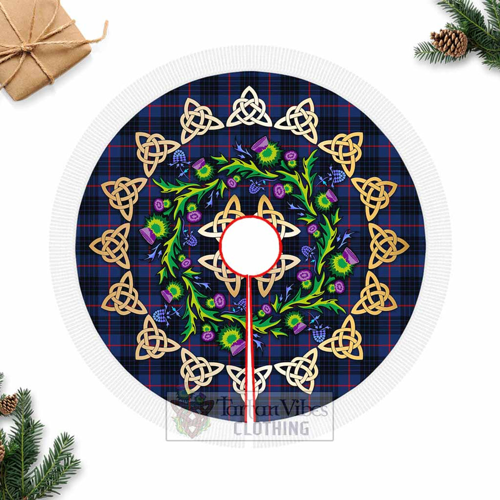 Tartan Vibes Clothing Morgan Tartan Christmas Tree Skirt with Thistle Celtic Knot Style