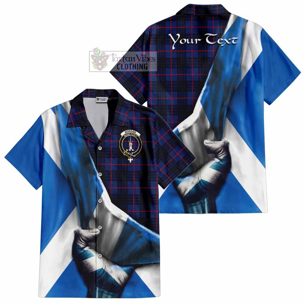 Morgan Tartan Hawaiian Shirt with Family Crest Scotland Patriotic Style - Tartan Vibes Clothing