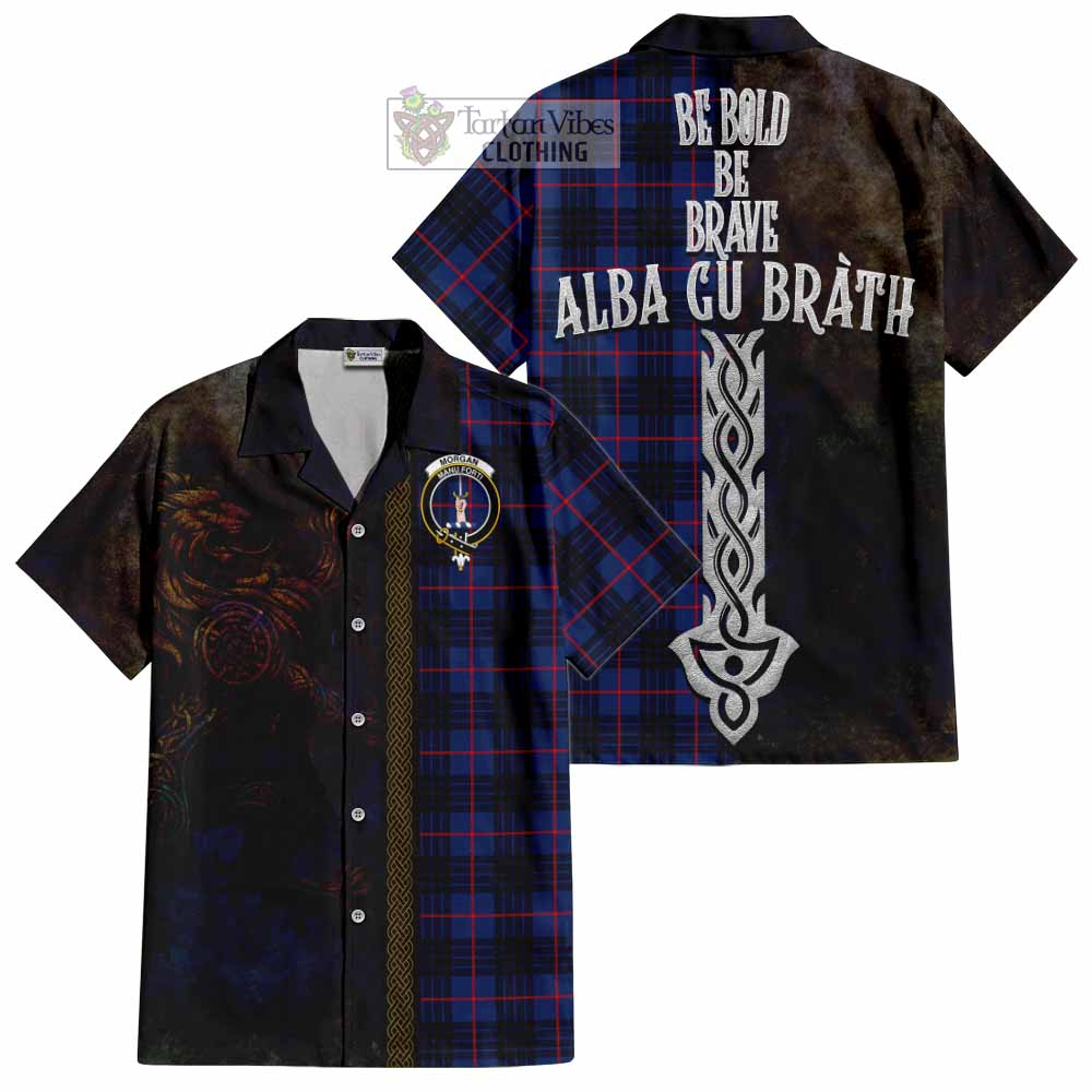 Morgan Tartan Family Crest Hawaiian Shirt Alba Gu Brath Be Brave Lion Ancient Style - Tartan Vibes Clothing