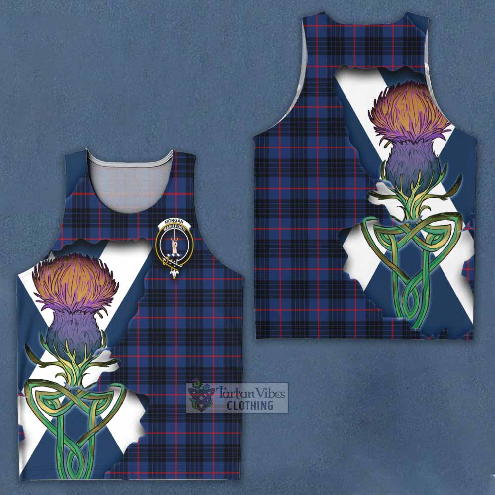 Tartan Vibes Clothing Morgan Tartan Family Crest Men's Tank Top Scottish Thistle Celtic Inspired