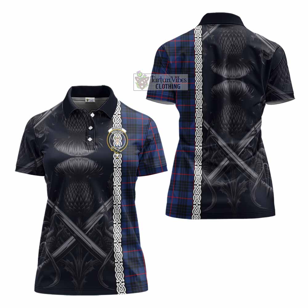 Tartan Vibes Clothing Morgan Tartan Women's Polo Shirt with Family Crest Cross Sword Thistle Celtic Vibes