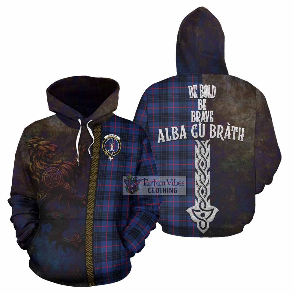 Tartan Vibes Clothing Morgan Tartan Family Crest Hoodie Alba Gu Brath Be Brave Lion Ancient Style