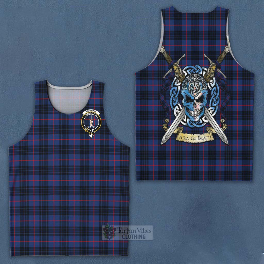 Morgan Tartan Men's Tank Top with Family Crest Celtic Skull Style - Tartan Vibes Clothing