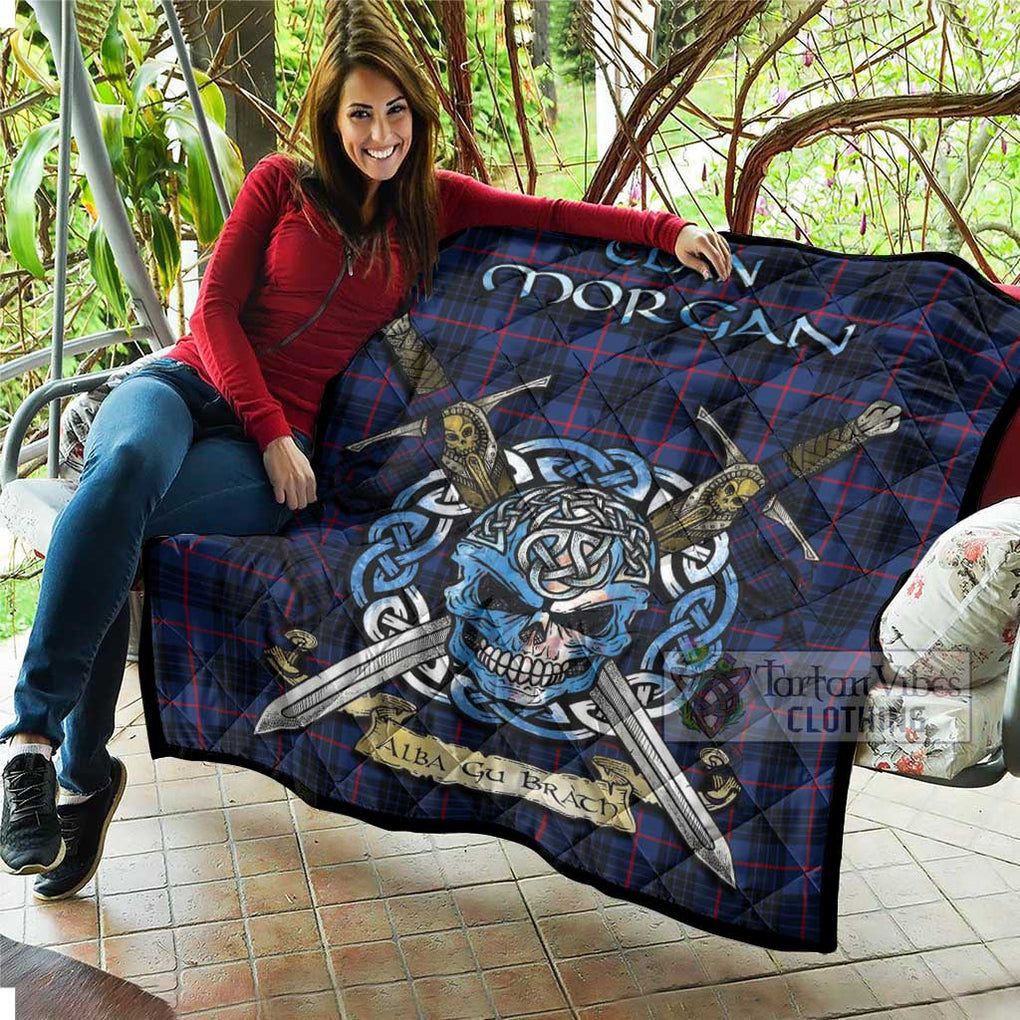 Morgan Tartan Quilt with Celtic Skull Alba Gu Brath Style - Tartan Vibes Clothing