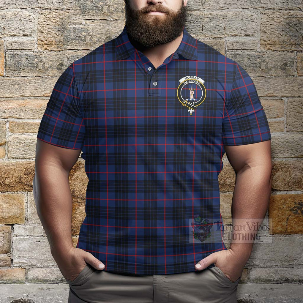 Morgan Tartan Polo Shirt with Family Crest Celtic Skull Style - Tartan Vibes Clothing