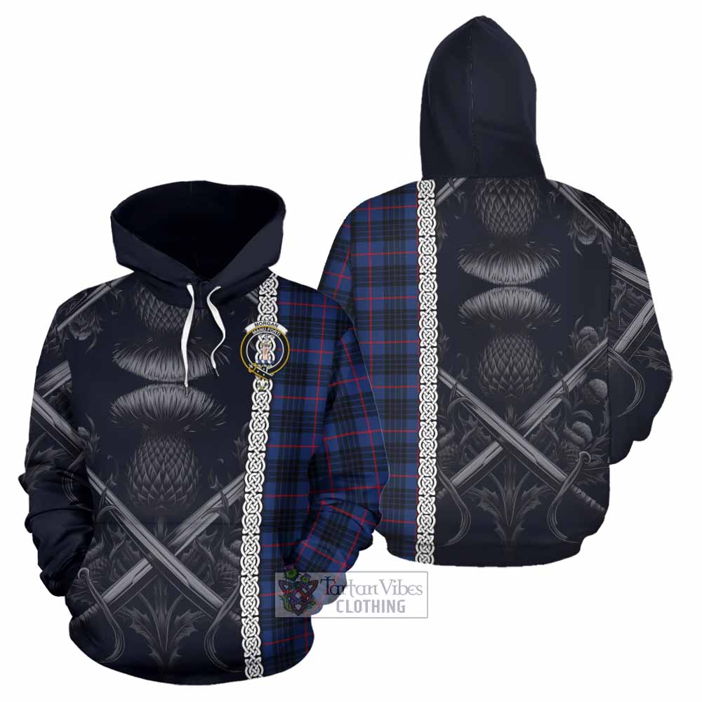 Morgan Tartan Hoodie with Family Crest Cross Sword Thistle Celtic Vibes - Tartan Vibes Clothing