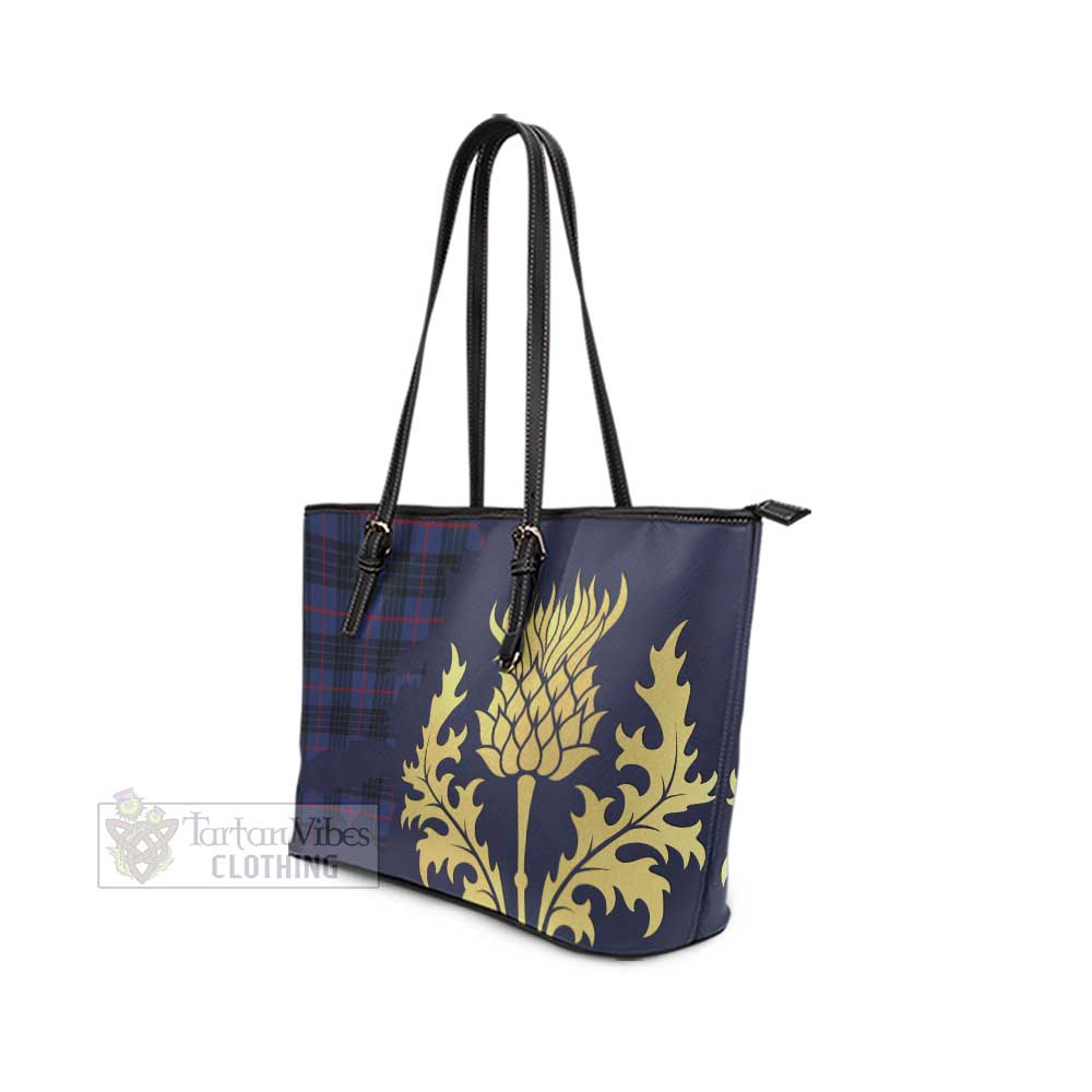 Morgan Tartan Leather Tote Bag Gold Thistle Style - Tartan Vibes Clothing