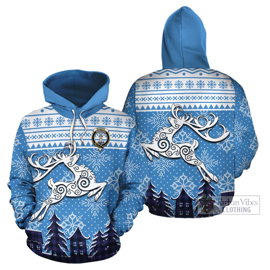 Morgan Clan Christmas Cotton Hoodie Celtic Reindeer Style Zip Hoodie - Tartan Vibes Clothing
