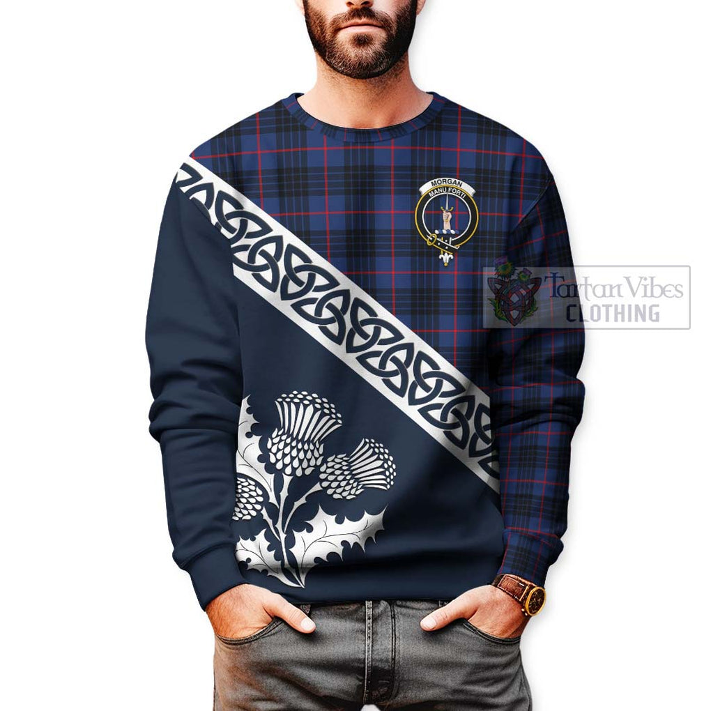 Morgan Tartan Sweatshirt Featuring Thistle and Scotland Map - Tartan Vibes Clothing