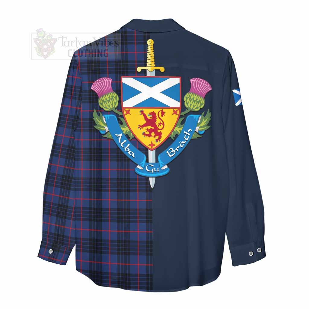 Morgan Tartan Women's Casual Shirt Alba with Scottish Lion Royal Arm Half Style - Tartan Vibes Clothing