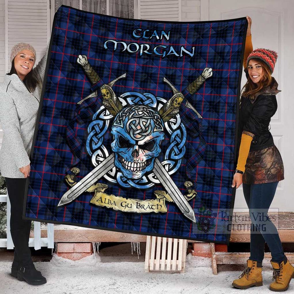 Morgan Tartan Quilt with Celtic Skull Alba Gu Brath Style - Tartan Vibes Clothing