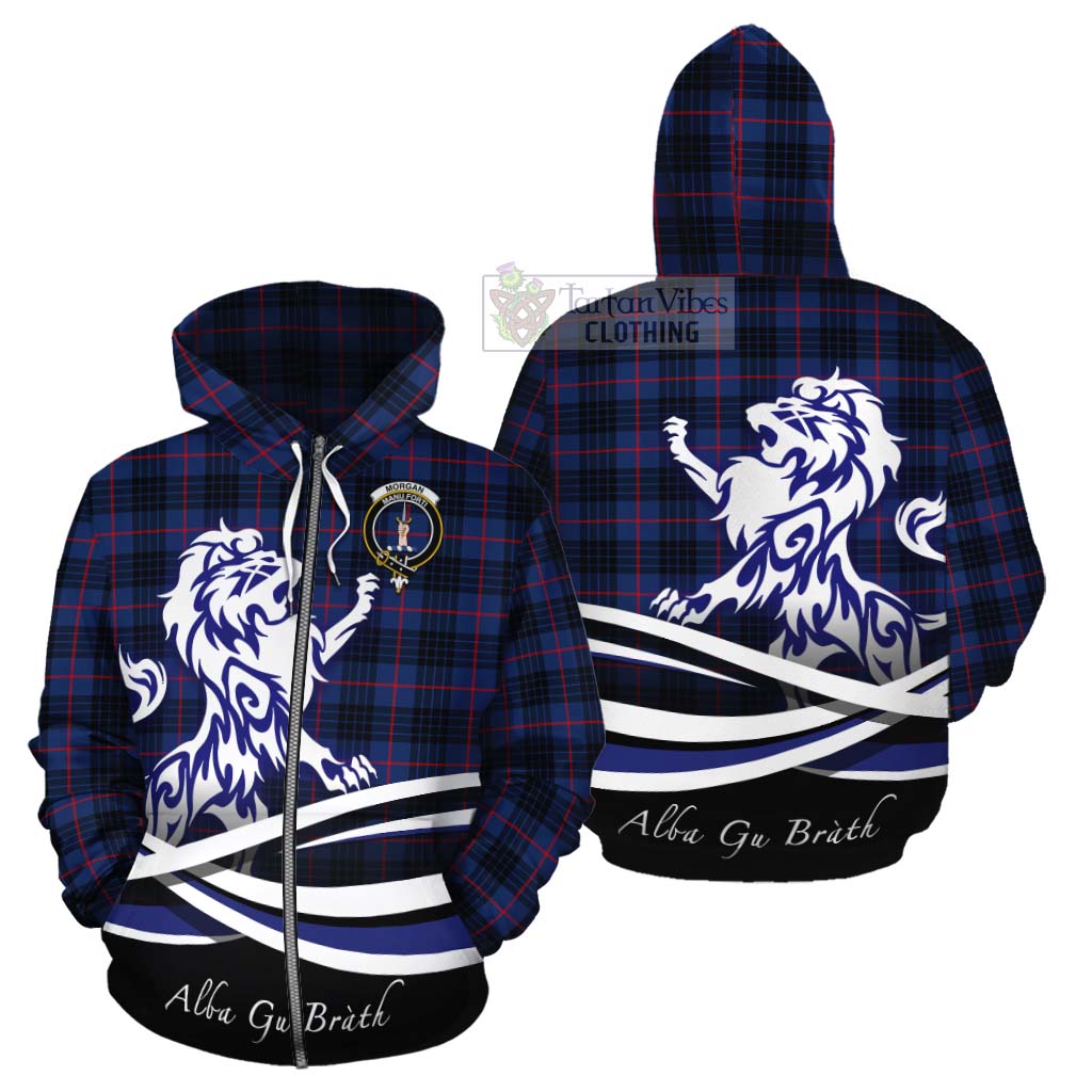 Morgan Tartan Cotton Hoodie with Alba Gu Brath Regal Lion Emblem - Tartan Vibes Clothing