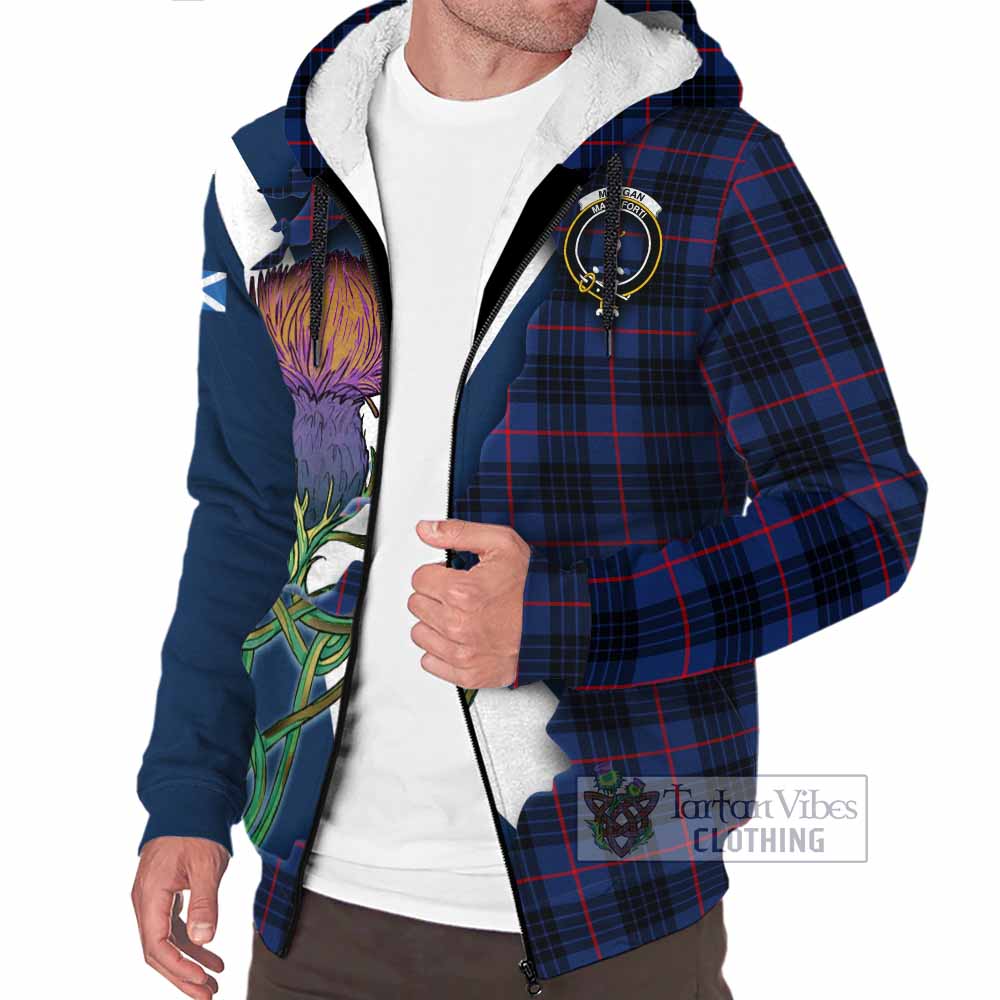 Tartan Vibes Clothing Morgan Tartan Family Crest Sherpa Hoodie Scottish Thistle Celtic Inspired