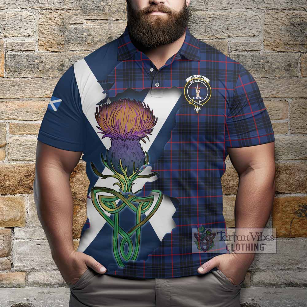 Morgan Tartan Family Crest Polo Shirt Scottish Thistle Celtic Inspired - Tartan Vibes Clothing