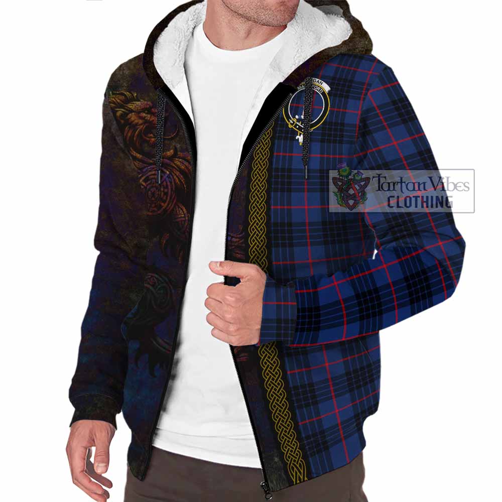 Tartan Vibes Clothing Morgan Tartan Family Crest Sherpa Hoodie Alba Gu Brath Be Brave Lion Ancient Style