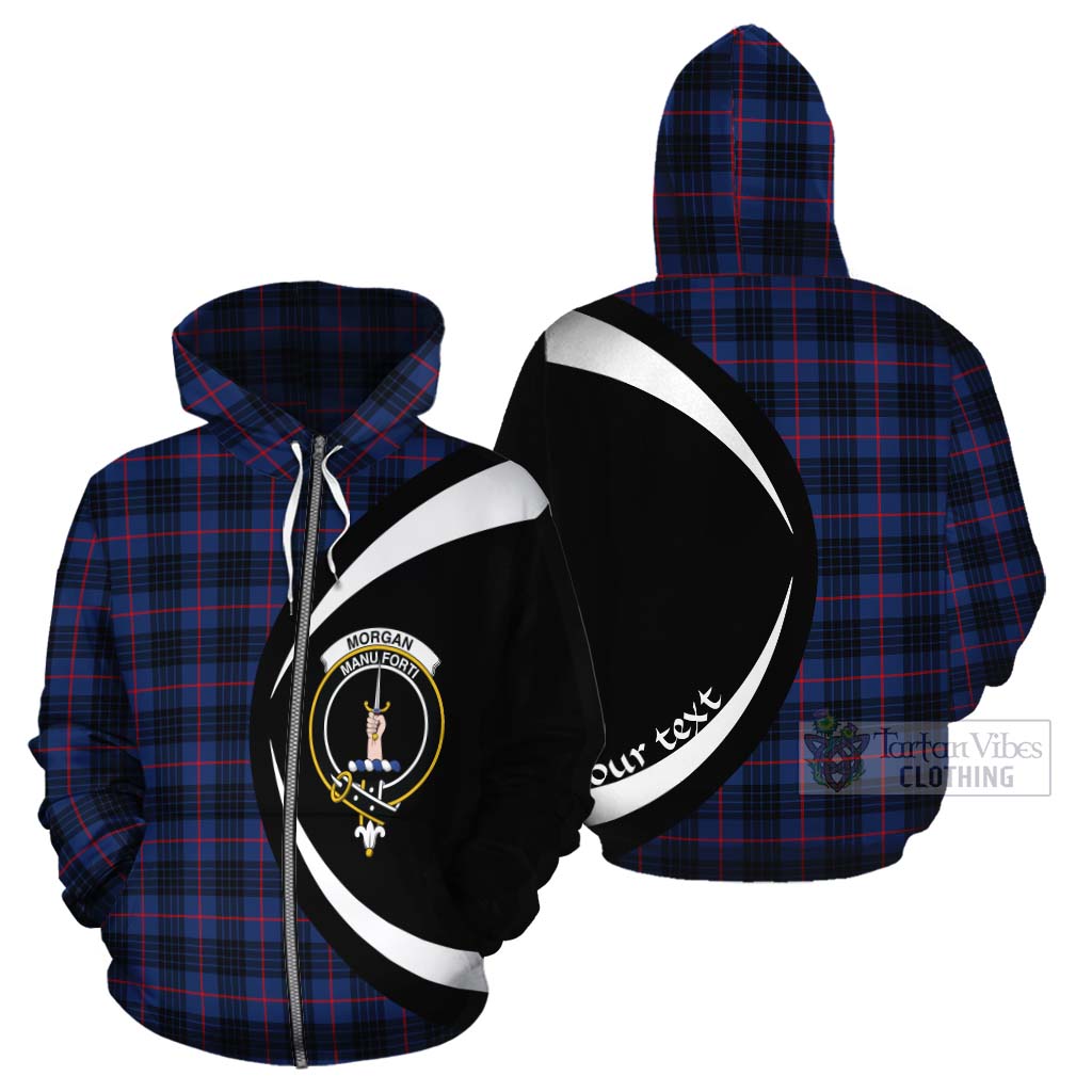 Morgan Tartan Cotton Hoodie with Family Crest Circle Style - Tartan Vibes Clothing