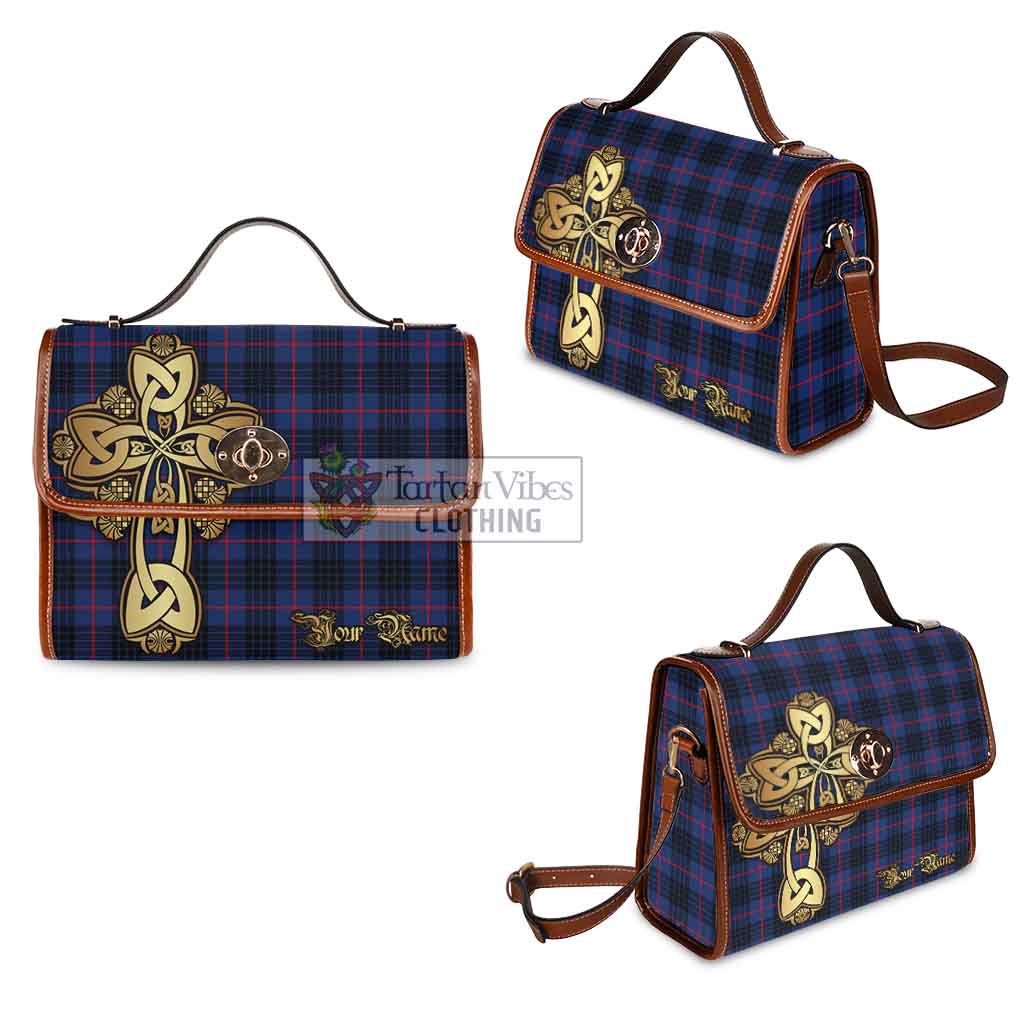 Tartan Vibes Clothing Morgan Tartan Waterproof Canvas Bag Golden Thistle Celtic Cross Style