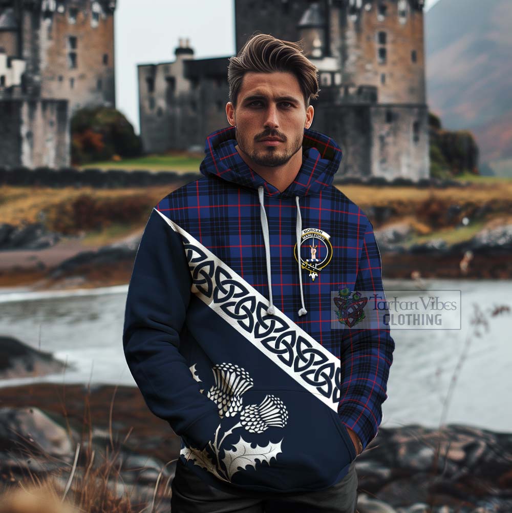Morgan Tartan Cotton Hoodie Featuring Thistle and Scotland Map - Tartan Vibes Clothing