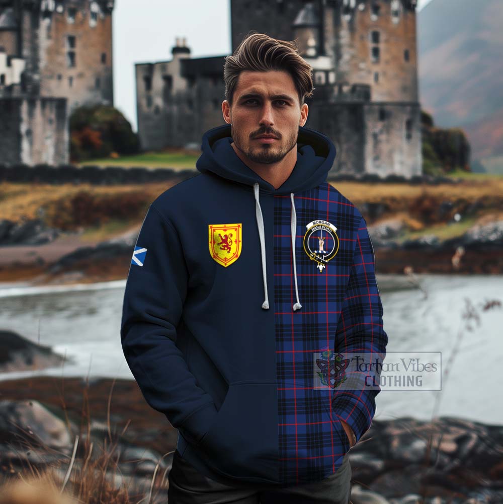 Morgan Tartan Cotton Hoodie Alba with Scottish Lion Royal Arm Half Style - Tartan Vibes Clothing