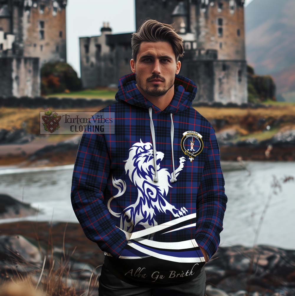 Morgan Tartan Cotton Hoodie with Alba Gu Brath Regal Lion Emblem - Tartan Vibes Clothing