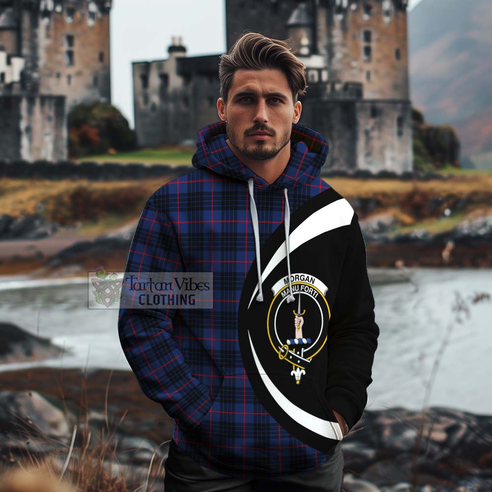 Morgan Tartan Cotton Hoodie with Family Crest Circle Style - Tartan Vibes Clothing