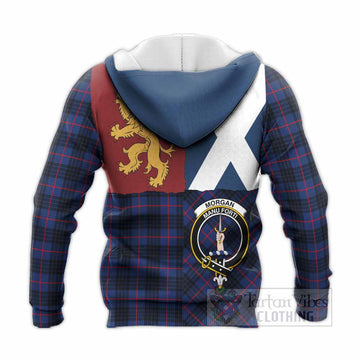 Morgan Crest Tartan Knitted Hoodie with Lion Rampant Saltire Style