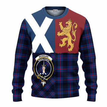 Morgan Crest Tartan Knitted Sweater with Lion Rampant Saltire Style
