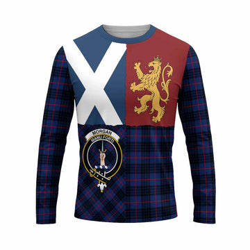 Morgan Crest Tartan Long Sleeve T-Shirt with Lion Rampant Saltire Style