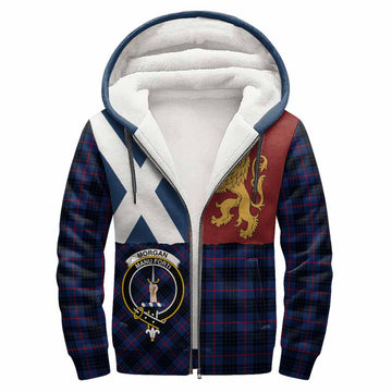 Morgan Crest Tartan Sherpa Hoodie with Lion Rampant Saltire Style