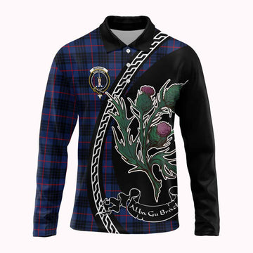 Morgan Family Crest Tartan Long Sleeve Polo Shirt Alba Thistle Inspired - Tartan Vibes Clothing