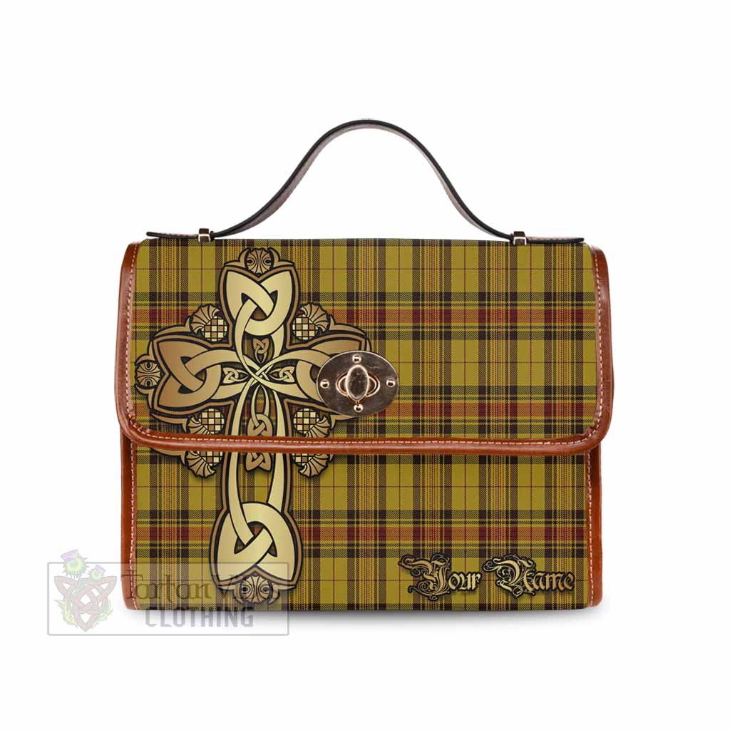 Tartan Vibes Clothing Morgan of Wales Tartan Waterproof Canvas Bag Golden Thistle Celtic Cross Style