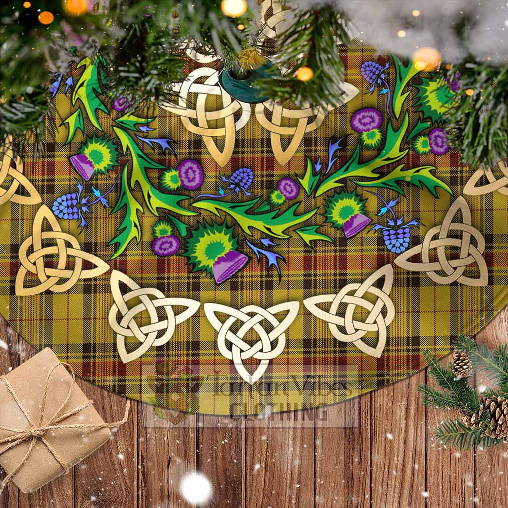 Tartan Vibes Clothing Morgan of Wales Tartan Christmas Tree Skirt with Thistle Celtic Knot Style