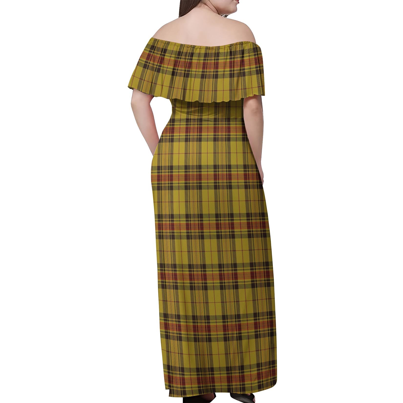 Morgan of Wales Tartan Off Shoulder Long Dress - Tartan Vibes Clothing
