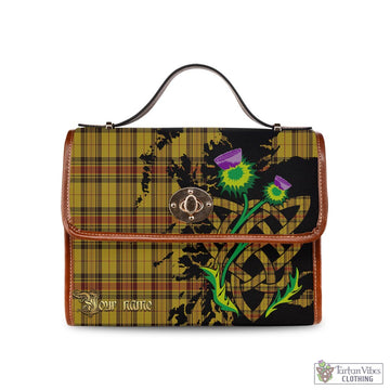 Tartan Vibes Clothing Morgan of Wales Tartan Waterproof Canvas Bag with Scotland Map and Thistle Celtic Accents