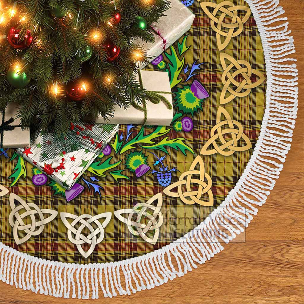 Tartan Vibes Clothing Morgan of Wales Tartan Christmas Tree Skirt with Thistle Celtic Knot Style