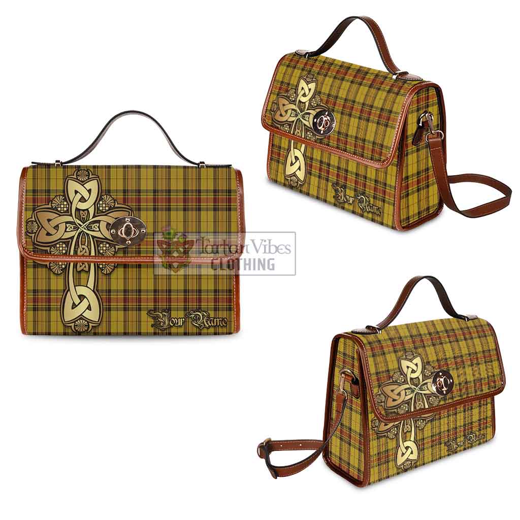 Tartan Vibes Clothing Morgan of Wales Tartan Waterproof Canvas Bag Golden Thistle Celtic Cross Style