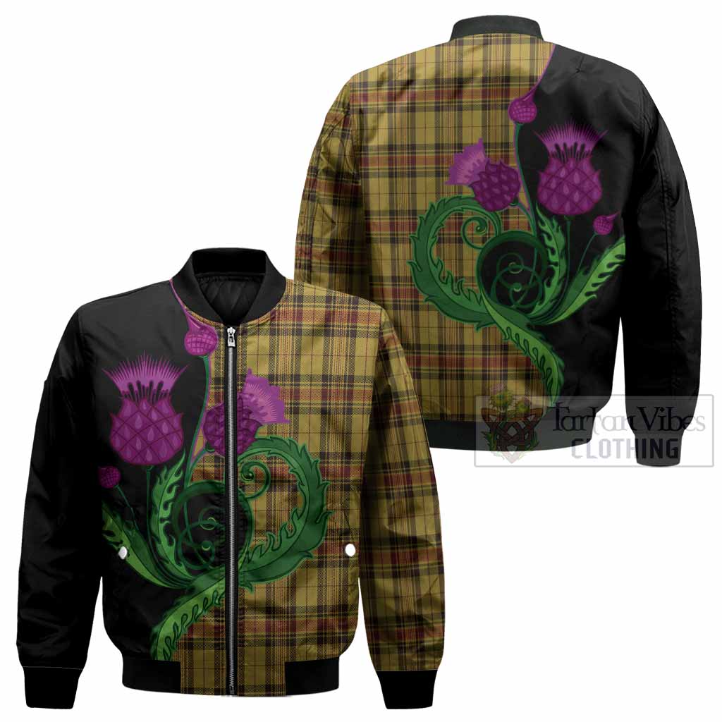 Morgan of Wales Tartan Bomber Jacket Traditional Scottish Thistle
