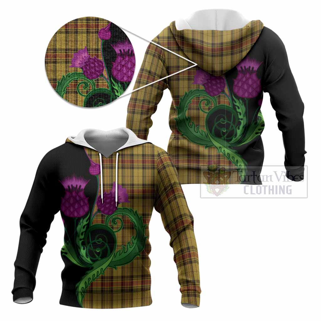 Morgan of Wales Tartan Knitted Hoodie Traditional Scottish Thistle