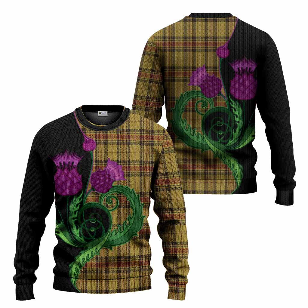Morgan of Wales Tartan Knitted Sweater Traditional Scottish Thistle