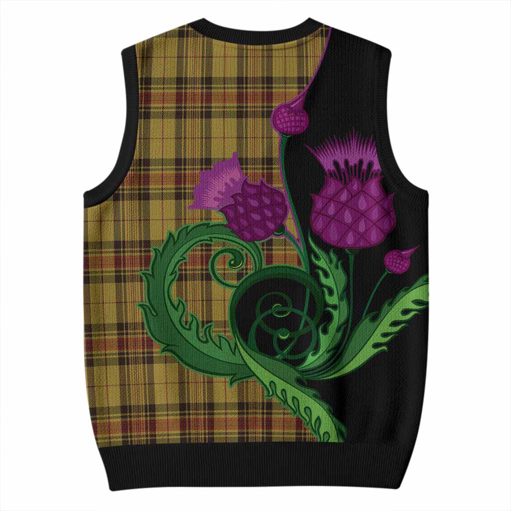 Morgan of Wales Tartan Knitted V-Neck Vest Traditional Scottish Thistle