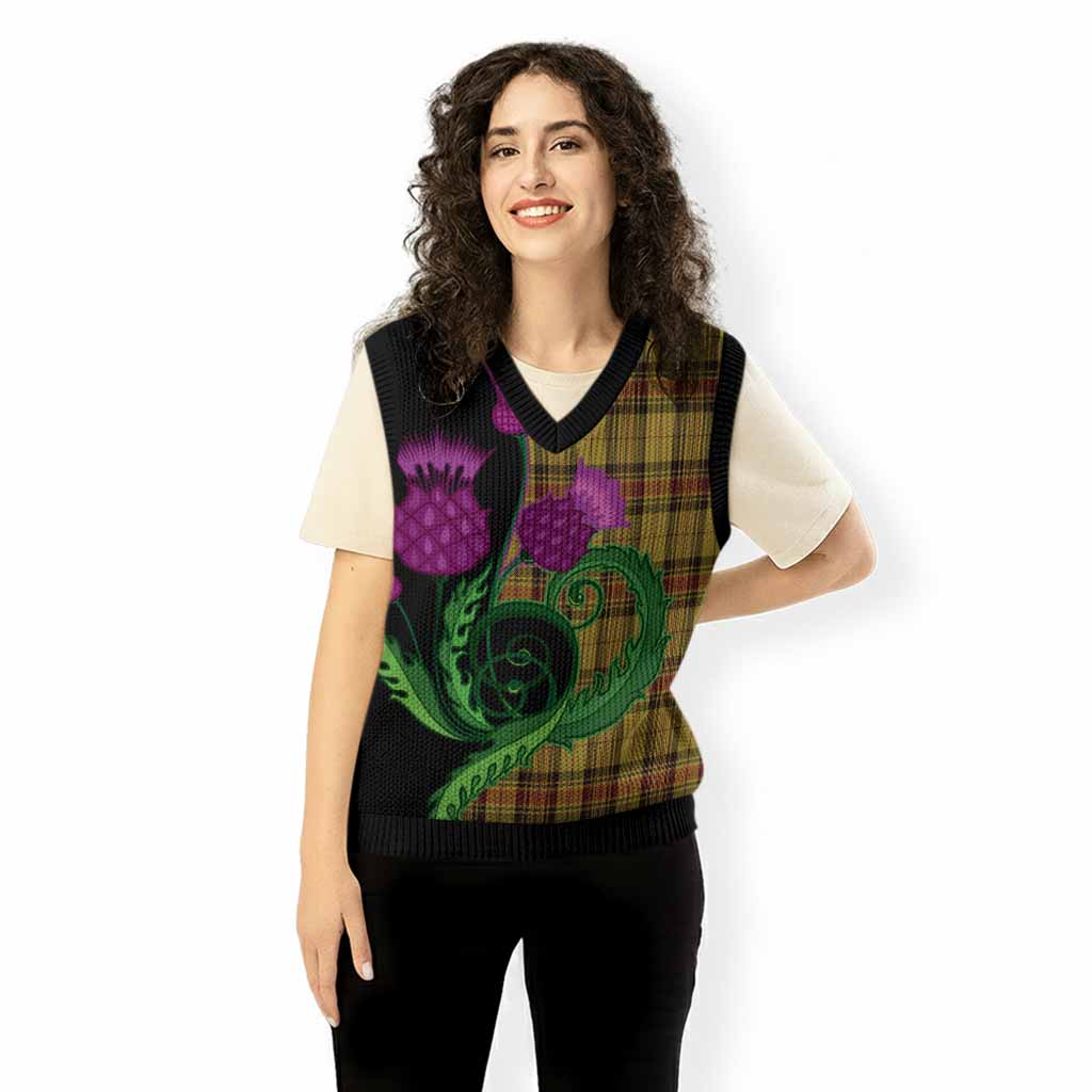 Morgan of Wales Tartan Knitted V-Neck Vest Traditional Scottish Thistle