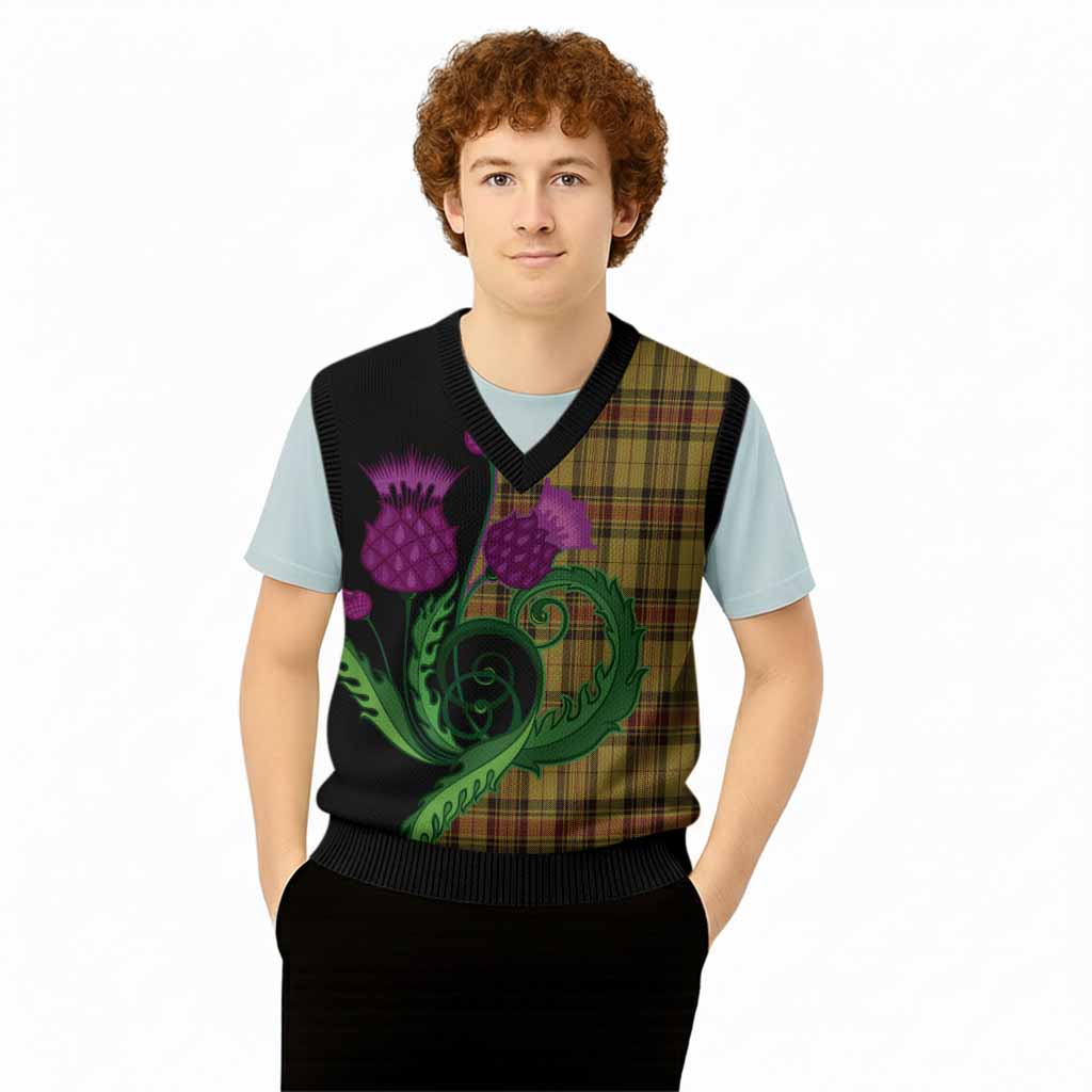 Morgan of Wales Tartan Knitted V-Neck Vest Traditional Scottish Thistle